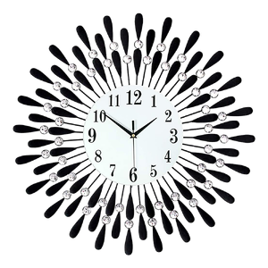 Large Modern 3D Crystal Wall Clock Luxury Art Metal Round Home Decor