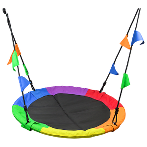 1m Tree Swing in Multi-Color Rainbow Kids Indoor/Outdoor Round Mat Saucer Swing