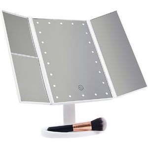Makeup Mirror With LED Light Standing Mirror Magnifying Tri-Fold Touch