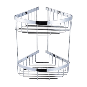 2-Tier Corner Bathroom Basket Shelf Rail Rack