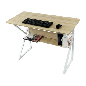 Wood & Metal Computer Desk with Shelf Home Office Furniture