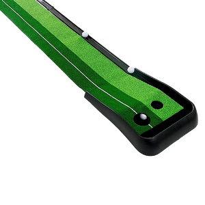 Indoor Practice Putting Green 2.5m Mat Inclined Ball Return Fake Grass 2 Holes