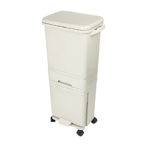 42L Rubbish Bin Waste Trash Can Pedal Recycling Kitchen Wheel 2 Compartment