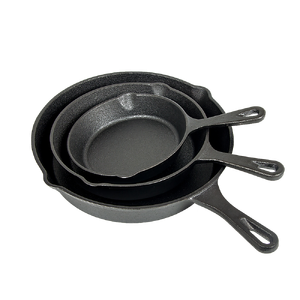 Pre Seasoned Cast Iron Skillet Fry Pan Set 3 Pcs Frying Pan Set