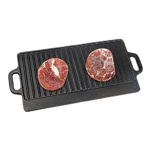 46x22 cm Cast Iron Reversible Griddle Plate BBQ Hob Cooking Grill Pan