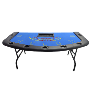185cm Folded 7 Player Poker Blackjack Table Game Desk W/Cup Holder