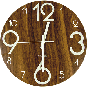 Glow In Dark Wall Clock Luminous Quartz Quiet Wooden Home Decor 30cm