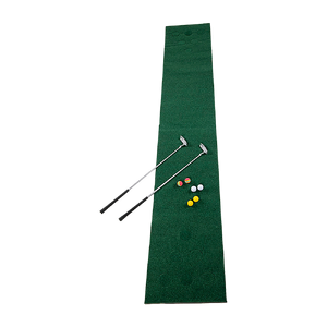Golf Beer Pong Game Toy Set Green Golf Putting Matt with 2 Putters, 6 Balls