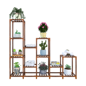 Indoor Outdoor Garden Plant Stand Planter Flower Pot Shelf Wooden Shelving - 12 Shelves