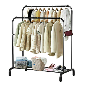Heavy Metal Double Clothes Rail Hanging Rack Garment Display Stand Storage Shelf