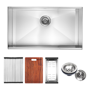 BRIENZ 32-inch Nano Workstation Ledge Undermount 16 Gauge Stainless Steel Kitchen Sink Single Bowl
