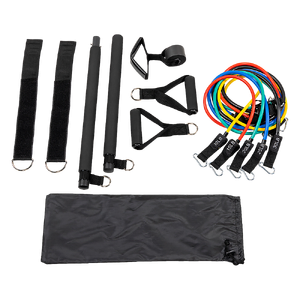Exercise Pilates Bar Kit Resistance Bands Yoga Fitness Stretch Workout Gym
