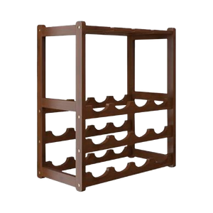 Wine Rack Free Standing 15 Bottles with 6 Glasses Holder Bamboo Wine Storage
