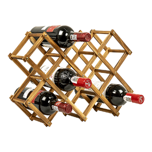 Wooden Wine Rack Freestanding 10 Bottles Countertop Storage