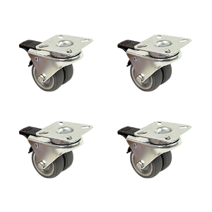4 x 2" Heavy Duty Swivel Double Wide Castor Wheels Trolley 50mm Furniture Rubber With Brake