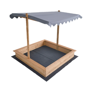 Kids Wooden Toy Sandpit with Adjustable Canopy