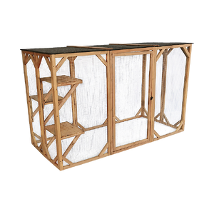 180cm Large Cat Enclosure Wooden Outdoor Cage with 3 Platforms