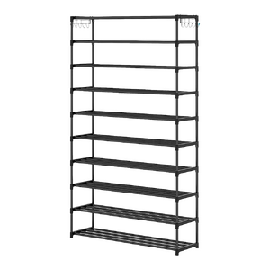 10 Tier Black Shoe Rack Metal Shoe Storage Organizer Rack 50-Pair Large Capacity