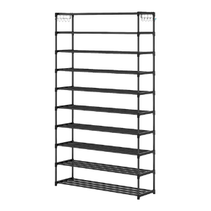 10 Tier Black Shoe Rack Metal Shoe Storage Organizer Rack 50-Pair Large Capacity