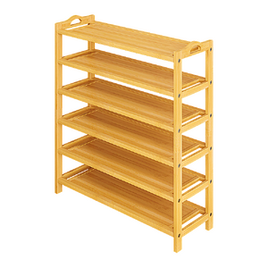 6 Layers Natural Wood Bamboo Shelf Entryway Storage Shoe Rack Home Furniture