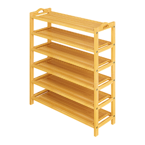 6 Layers Natural Wood Bamboo Shelf Entryway Storage Shoe Rack Home Furniture