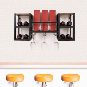 Wall Mounted Wine Rack 3 Stem Glass Holder Storage Organiser