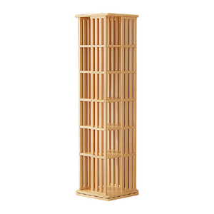 360 Rotating Bookshelf Bamboo Storage Display Rack Shelving in Wood