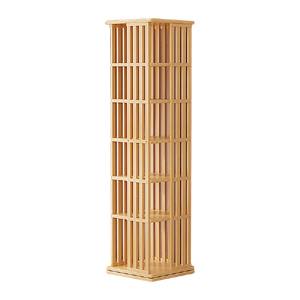 360 Rotating Bookshelf Bamboo Storage Display Rack Shelving in Wood