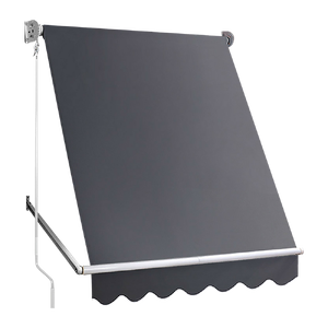 Retractable Fixed Pivot Arm Window Awning Patio Garden Blinds 2.4m x 2.1m Grey