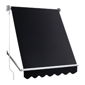 Retractable Fixed Pivot Arm Window Awning Patio Garden Blinds 2.4m x 2.1m Black