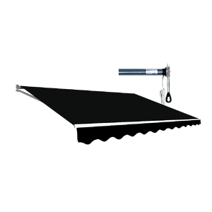 Motorised Outdoor Folding Arm Awning Retractable Sunshade Canopy Black 5.0m x 2.5m