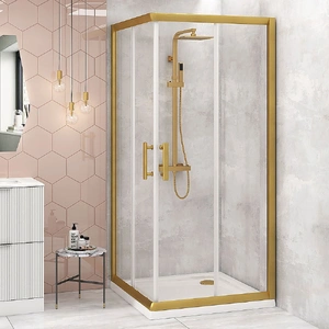 Adjustable 1000x1000mm Double Sliding Door Glass Shower Screen in Gold