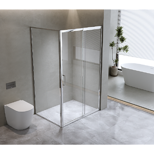 Adjustable 1400x800mm Single Door Corner Sliding Glass Shower Screen in Chrome