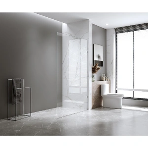 100x200cm Glass Shower Screen with Gunmetal U-brackets & Round Pole