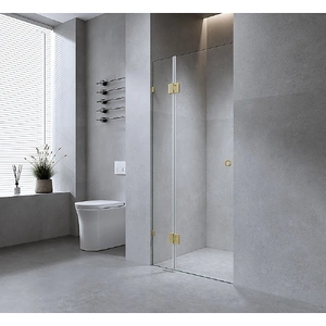 100cm Wall-to-Wall Frameless Shower Screen with Nickel Brackets, SS Hinges & F-Brackets