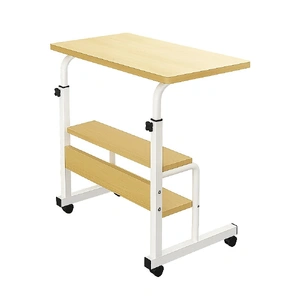 Height Adjustable Rolling Overbed Table – 60cm Mobile Computer & Study Desk on Wheels