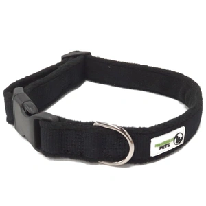 100% Pure Bamboo Fibre w/Fleece Lining Dog Collar Plastic Buckle - Moondidley Pets Large Black
