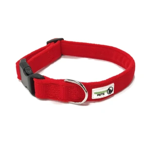 100% Pure Bamboo Fibre w/Fleece Lining Dog Collar Plastic Buckle - Moondidley Pets Medium Red