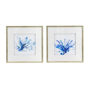 Set of 2 Blue Coral Framed Wall Art Blue 56cm