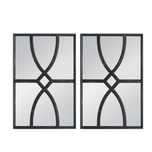 Set 2 Black Carved Wall Mirrors 67cm