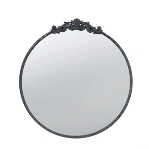 Baroque Black Round Mirror 81cm