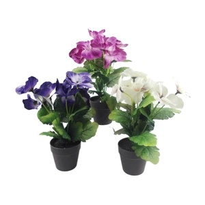 Set 3 Artificial Flowers in Pot Assort 21cm