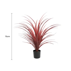 Burgundy Potted Artificial Long Grass (Yucca Grass) 75cm UV Resistant