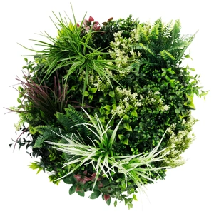 Slimline Artificial Green Wall Disc Art 60cm Colour Fresh UV Resistant (White)