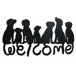 Welcome Dogs Metal Wall Art 71cm