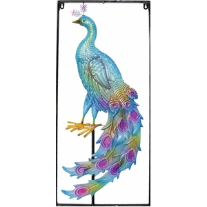 Peacock Metal Wall Art W Frame 33x76cm