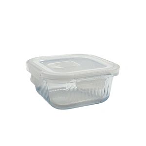 bulk 24 Borosilicate Glass Container W Lid Square 520ml 14x7cm