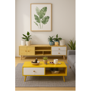 NNECN Modern Living Room TV Stand Table Set