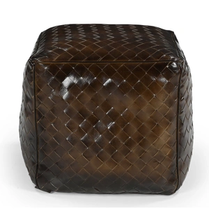 GENUINE LEATHER LATTICE OTTOMAN