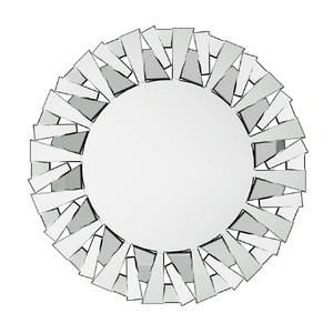 Silver Sunburst Round Wall Mirror